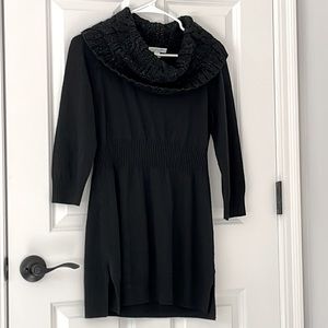 New York & Co - Black tunic length sweater with cowl neck.
